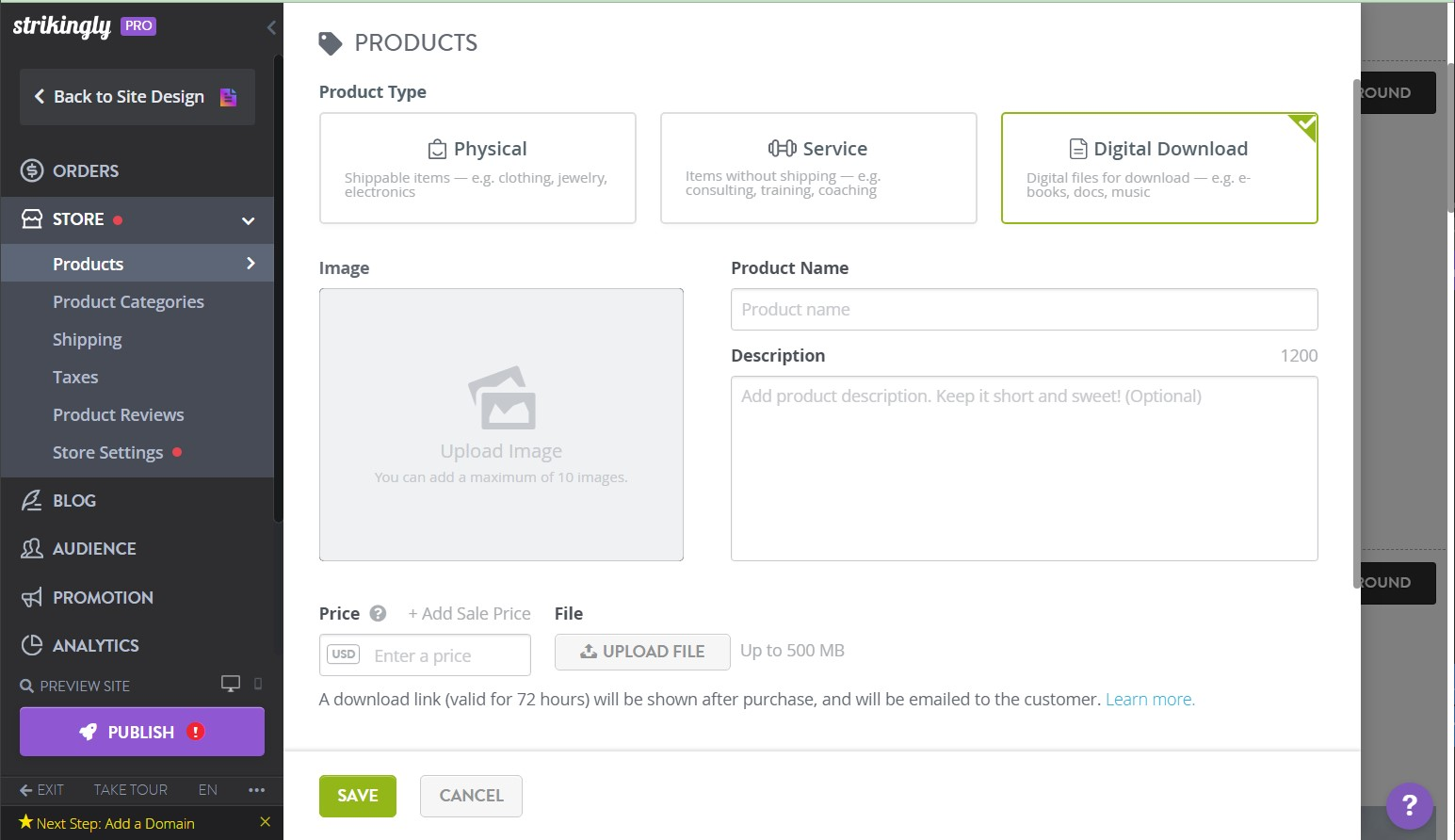 Strikingly Store Settings Strikingly Store Settings